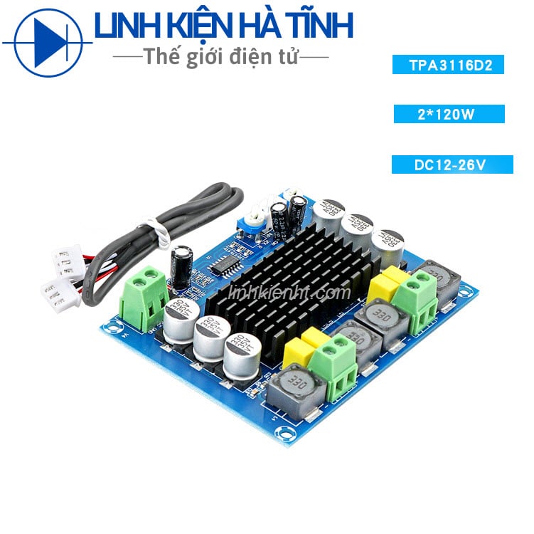 Mạch khuếch đại âm thanh XH-M543 2 kênh chip TPA3116D2 32 chân công suất 2x120W 12V-24V